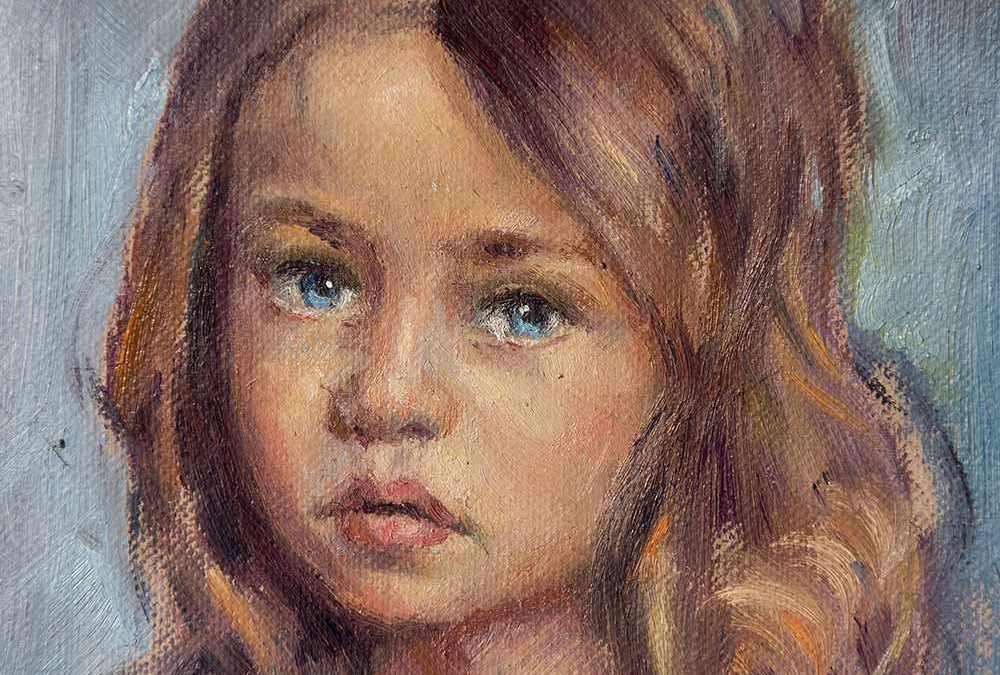 oil on canvas of a little girl