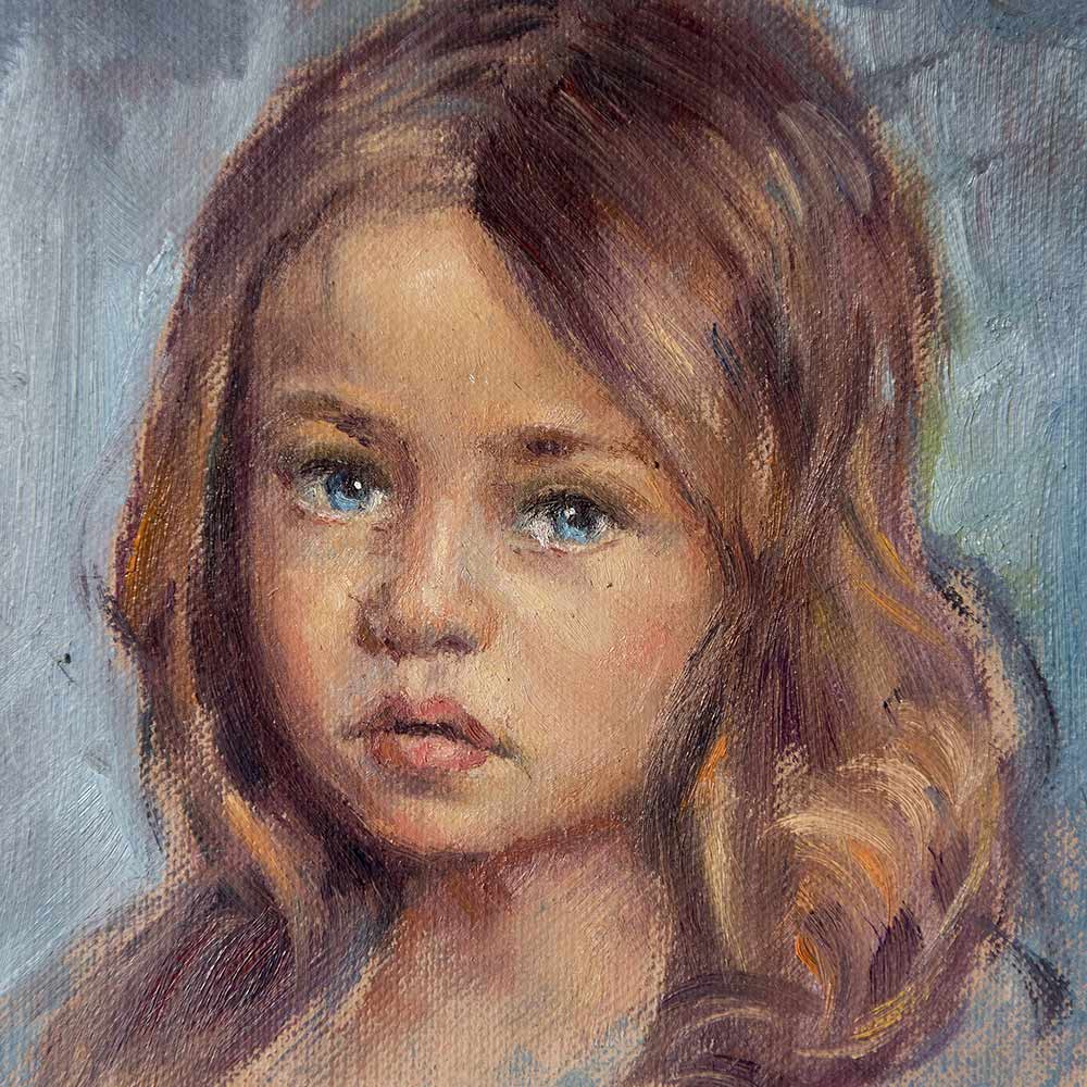oil on canvas of a little girl